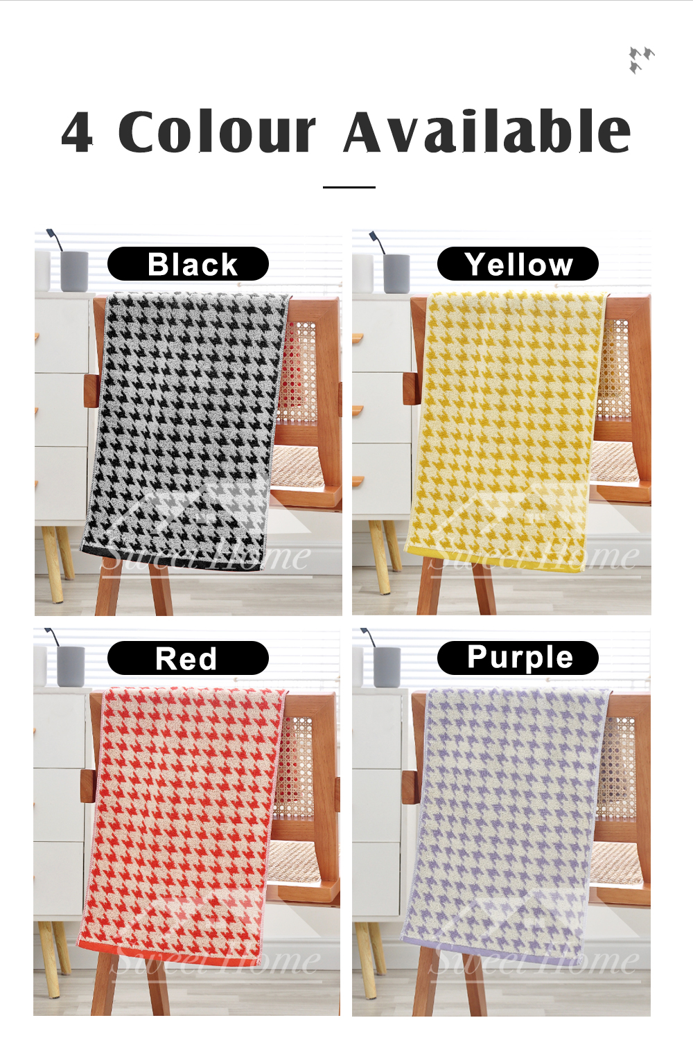 Houndstooth Pure Cotton Towel-8